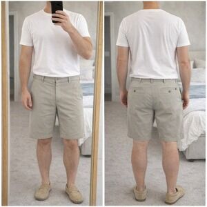 Travis Mathew Men's 36 Flat Front Performance Golf Shorts Khaki Stretch